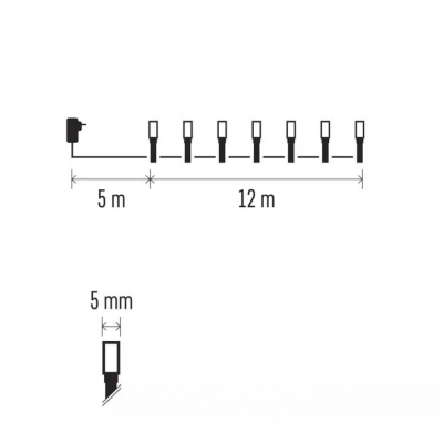 Lampki choinkowe klasyczne 120 LED 12m vintage IP44 timer EMOS (D4AV03)